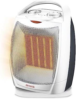 Aiwa Oscillating Heater with Handle 3 Heat Settings Overheat Protection