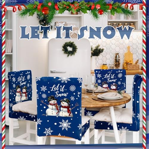 Moukeren 6 Pcs Christmas Chair Covers Snowman Decor