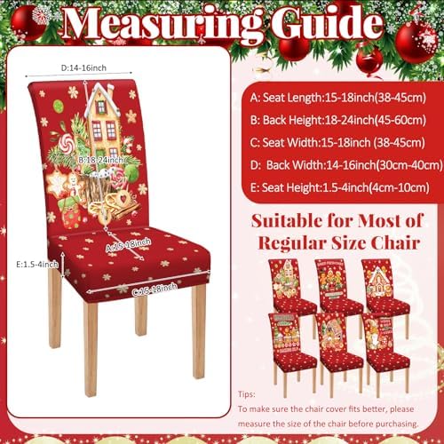 Moukeren 6 Pcs Christmas Chair Covers with Gingerbread Man Design