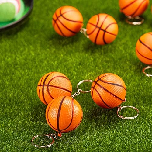 Blulu 20 Pack Orange Basketball Keychains for Parties and School Events