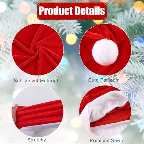 FOIMAS Christmas Chair Covers 4pcs Santa Hat Red