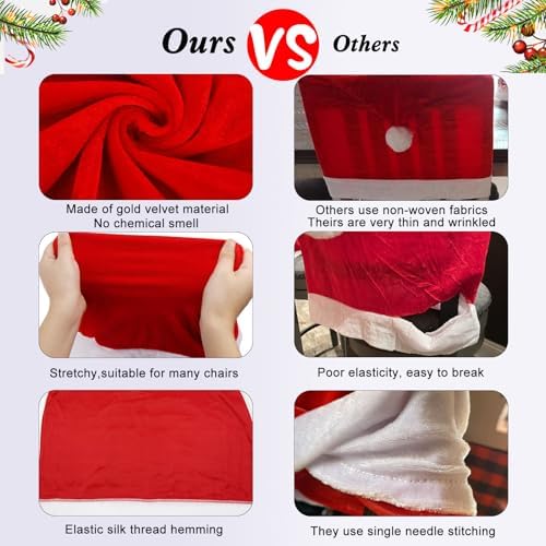 SATXTREM Christmas Chair Covers Set of 4 Red and White