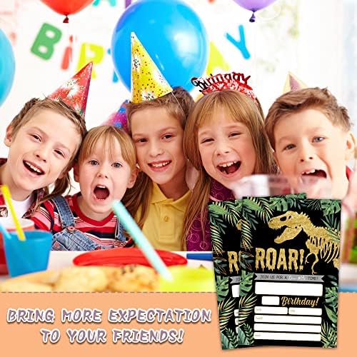 Gold Dinosaur Birthday Invitations 20 Count Jungle Party Invites With Envelopes