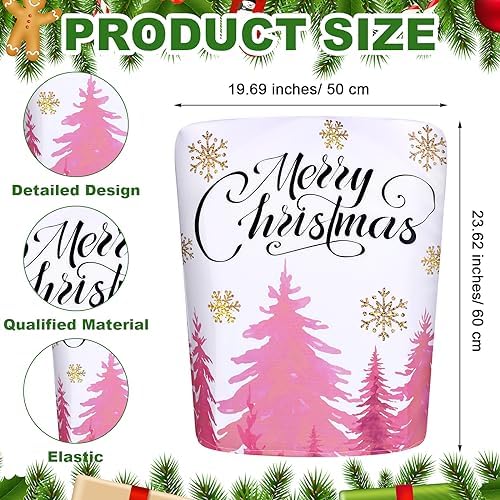 6 Pcs Pink Christmas Chair Covers for Dining Room