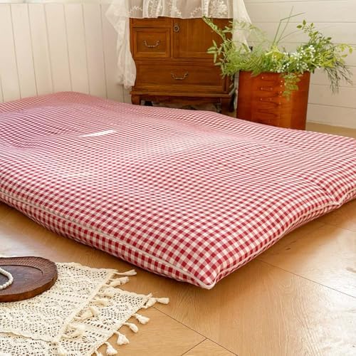 Red Gingham Japanese Floor Mattress Cover Twin 1