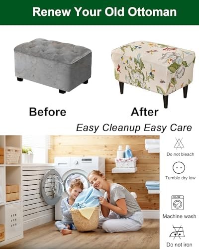 CRFATOP Large Ottoman Chair Cover with Elastic Bottom