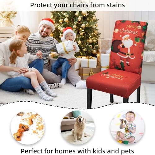 Christmas Chair Covers Set of 4 for Dining Room