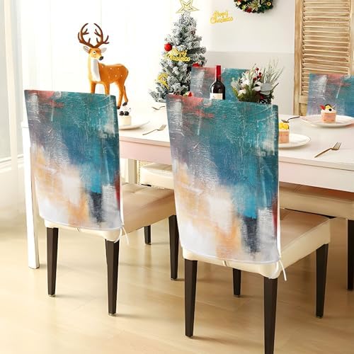Poeticcity 6 Pack Dining Chair Slipcovers with Painted Canvas Texture