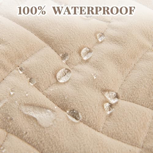 Velvet Sectional Sofa Covers 26x26 Inch Non-Slip Waterproof 2 Piece Beige