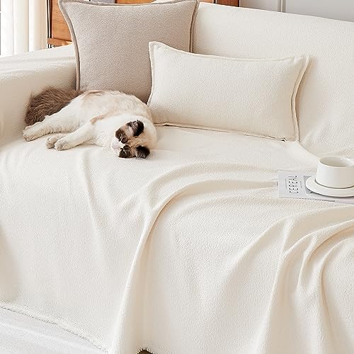 Foreate Water-Resistant Sofa Cover Blanket 71x134 Cream