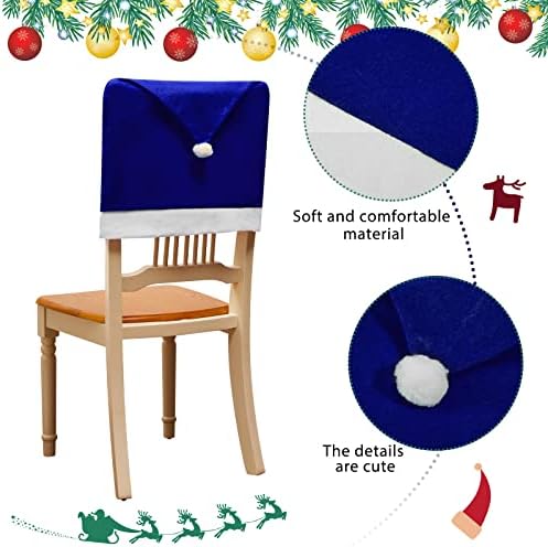 Tatuo Christmas Chair Covers with Santa Hat Design 6 Blue