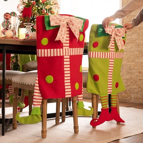 Valery Madelyn 2 Pack Elf Christmas Chair Covers with Legs