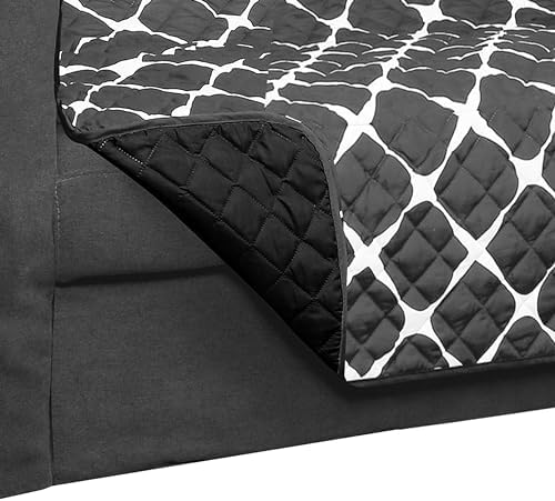 Elegant Comfort Quilted Slipcovers Reversible Solid and Printed Design