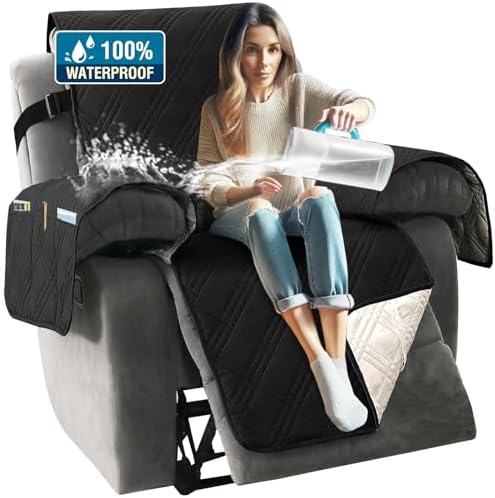 HVERSAILTEX 100 Waterproof Recliner Slip Covers with Elastic Straps