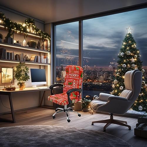 Christmas Office Chair Covers Stretchable Protective Slipcover for Modern High Back Chair