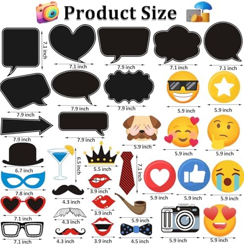 35pcs Insta-Themed Selfie Photo Booth Props with Emoji and Speech Bubbles
