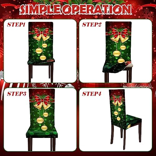 Moukeren Christmas Chair Covers Set 4 Pcs Green