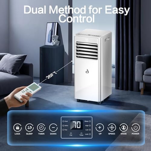 10000 BTU Portable Air Conditioner with Remote and Dehumidifier Function