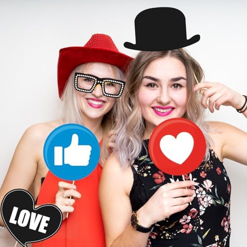 35pcs Insta-Themed Selfie Photo Booth Props with Emoji and Speech Bubbles