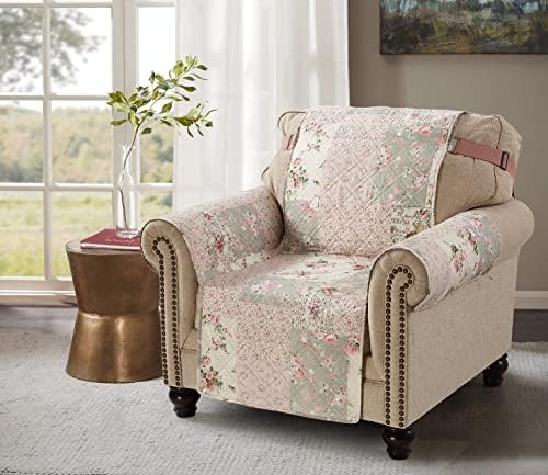 Brilliant Sunshine Traditional Rose and Sage Patchwork Armchair Slipcover