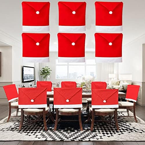 Yahpetes 6 Pcs Christmas Chair Covers Red Hat Design