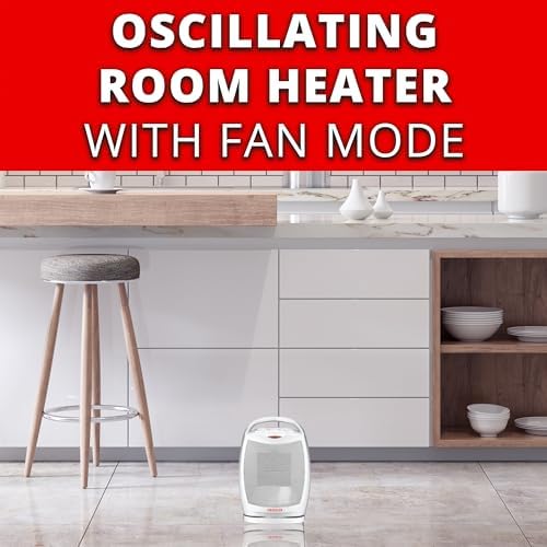 Aiwa Oscillating Heater with Handle 3 Heat Settings Overheat Protection