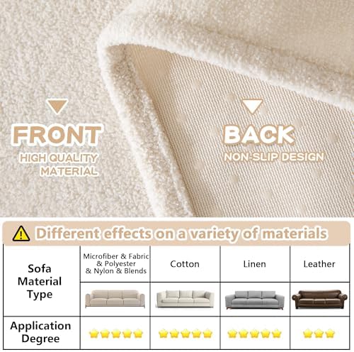 MYSKY HOME White Sofa Cover for 3 Cushion Sectional