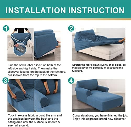 ele ELEOPTION Dust Blue Chaise Lounge Slipcover