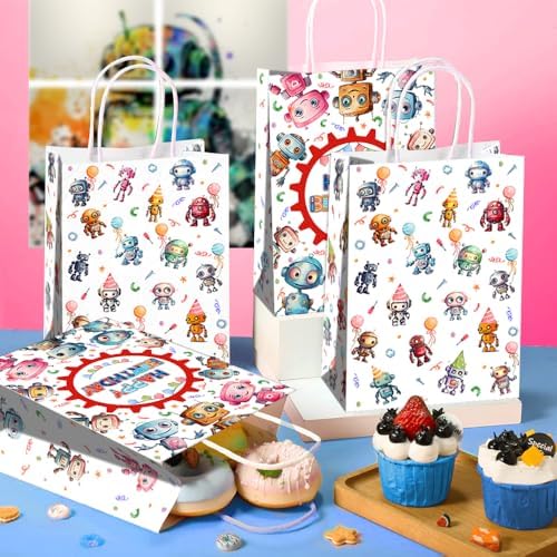 JOYGATHER 24 Pcs Robot Tote Bags with Handles