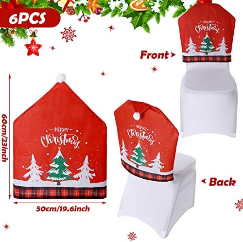 Yinder 6 Pcs Christmas Chair Covers with Santa Hat Design
