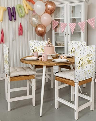 Savannan Dining Chair Covers with Snowflake Polka Dot Design Set of 4