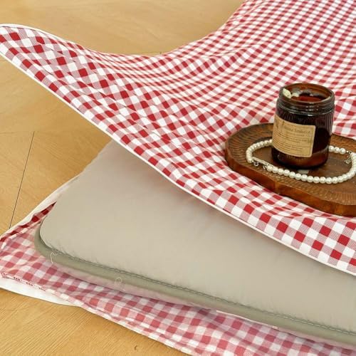 Red Gingham Japanese Floor Mattress Cover Twin 1