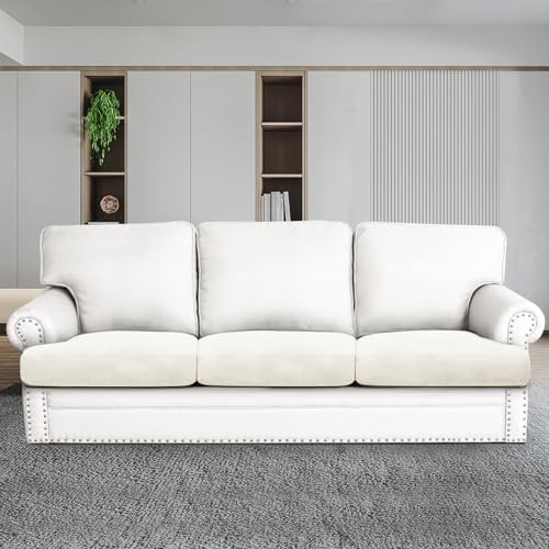 Molasofa T-Cushion Sofa Slipcovers Set 3 Piece Ivory Stretch Spandex