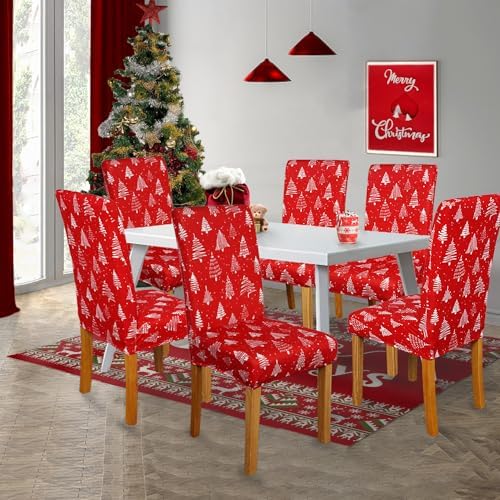 Roszwtit Christmas Tree Chair Covers 6 Pack