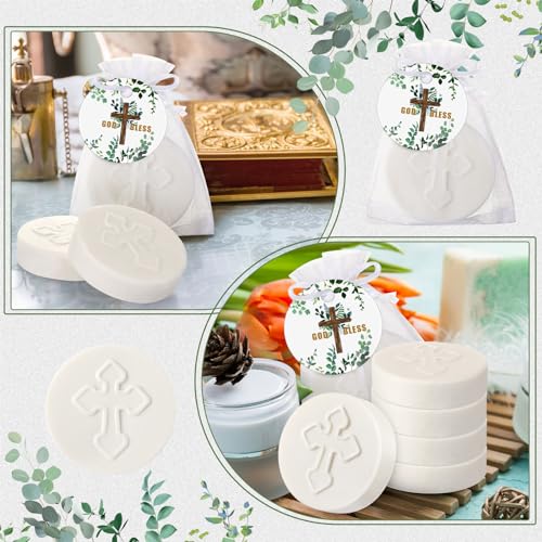 24 Cross Scented Soap Baptism Favors for Guests