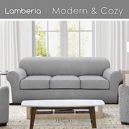 Lamberia High Stretch Sofa Cover for 3 Cushion Couch 4 Pieces 1
