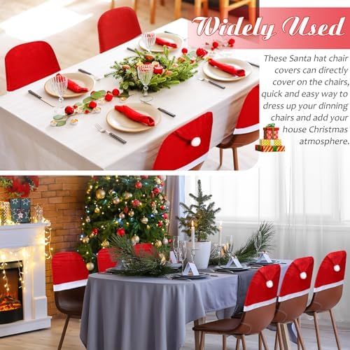 Buryeah 12 Pcs Christmas Chair Covers Red Hat Design