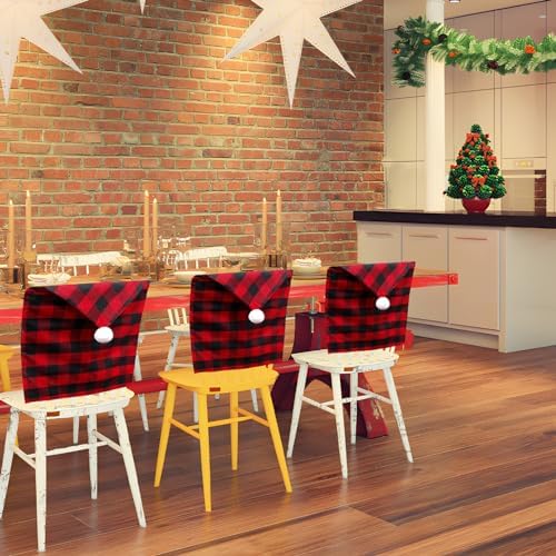 GlyinnHe 4 Pack Red Black Buffalo Plaid Chair Covers