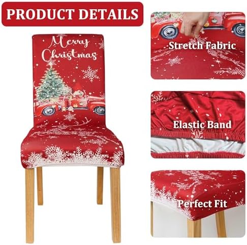 Christmas Chair Covers Set of 4 Red Truck Design