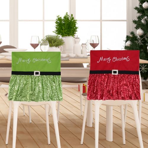 2Pcs Christmas Chair Back Covers for Holiday Decor