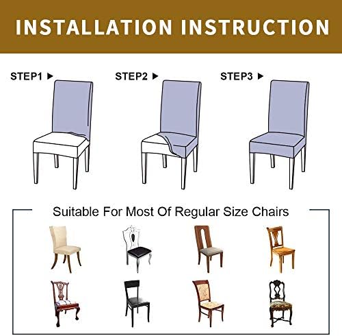 Soft Chair Protectors Covers Set of 6 with Elastic Bands