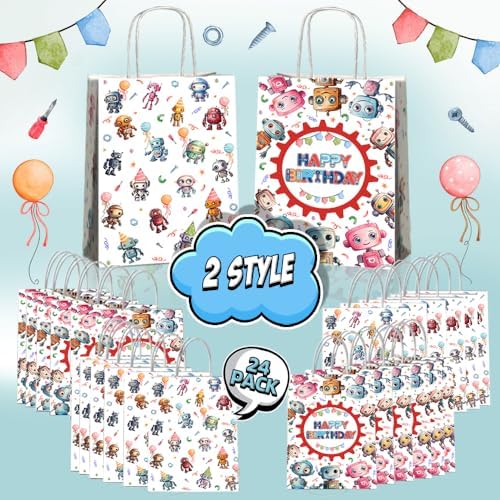 JOYGATHER 24 Pcs Robot Tote Bags with Handles