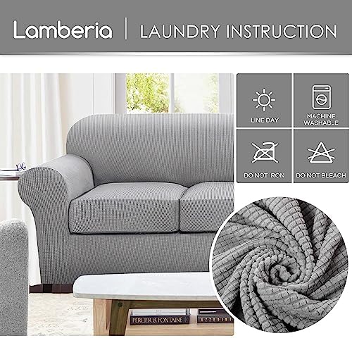 Lamberia High Stretch Sofa Cover for 3 Cushion Couch 4 Pieces 1