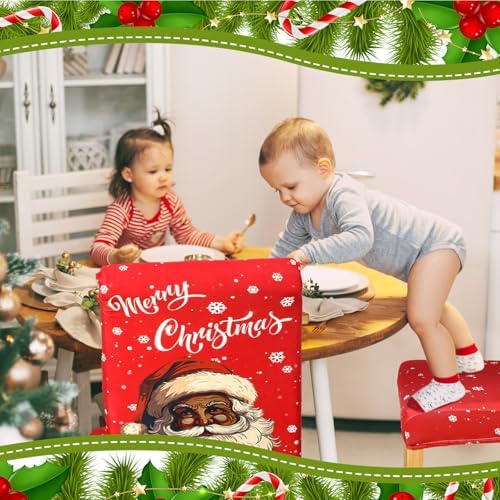 6 Pcs Christmas Dining Chair Covers with Santa Pattern