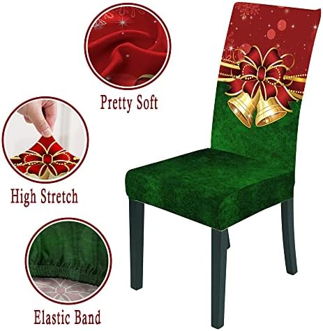NIDITW 4PCS Stretch Bell Print Dining Chair Covers Red and Green