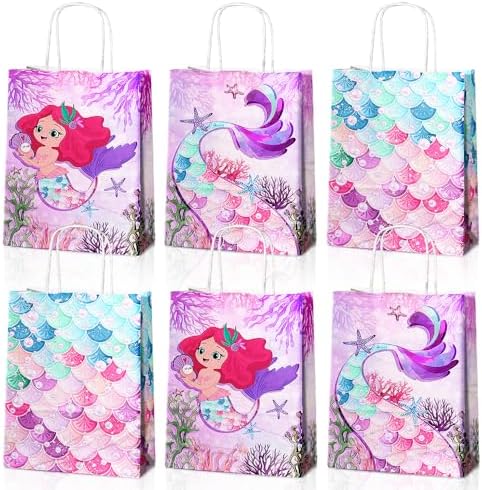 24 Pcs Mermaid Party Favor Bags with Handles