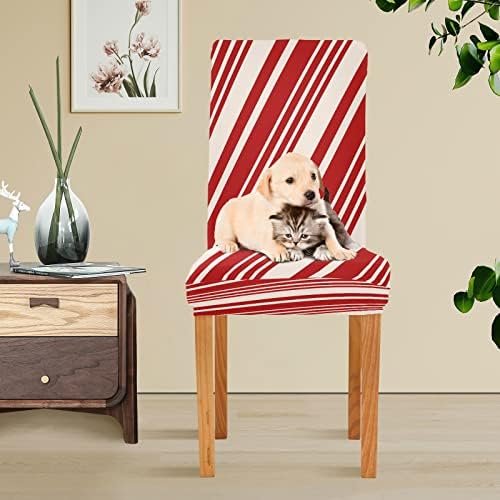Christmas Candy Cane Stripe Dining Chair Covers 4pcs