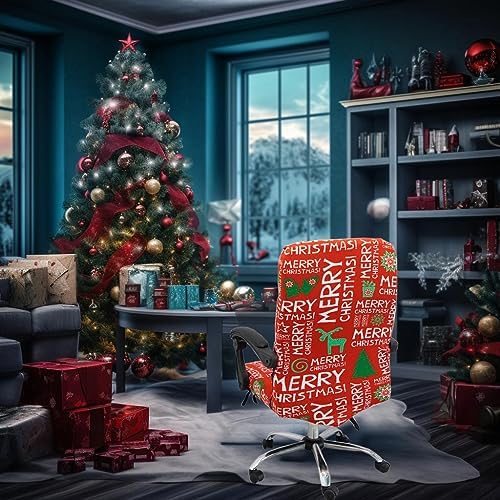Christmas Office Chair Covers Stretchable Protective Slipcover for Modern High Back Chair