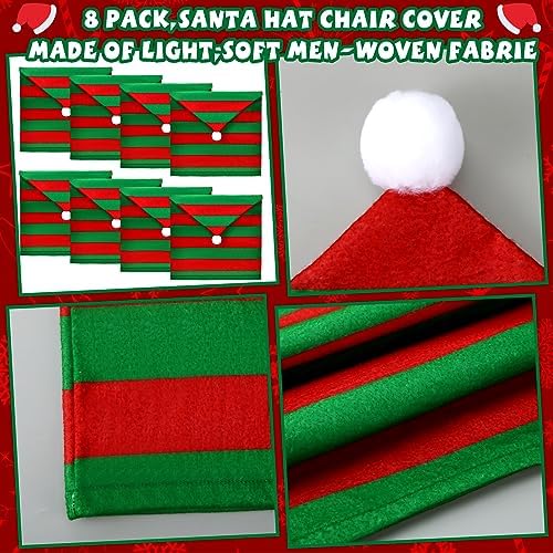 Newwiee 8 Pcs Christmas Chair Covers Set Santa Hat Slipcover