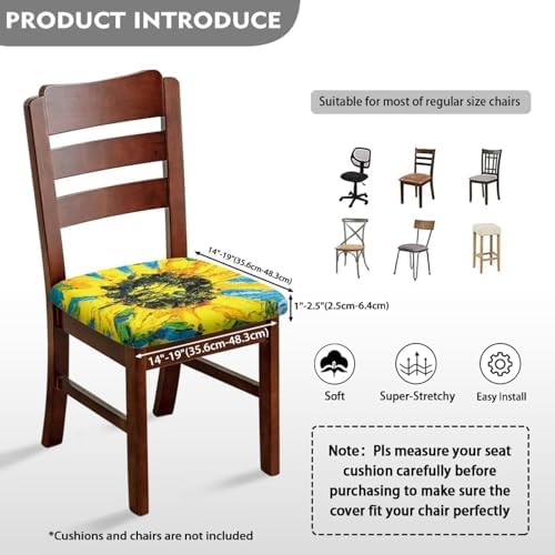 Oil On Canvas Sunflower Chair Covers 4 Pack 1